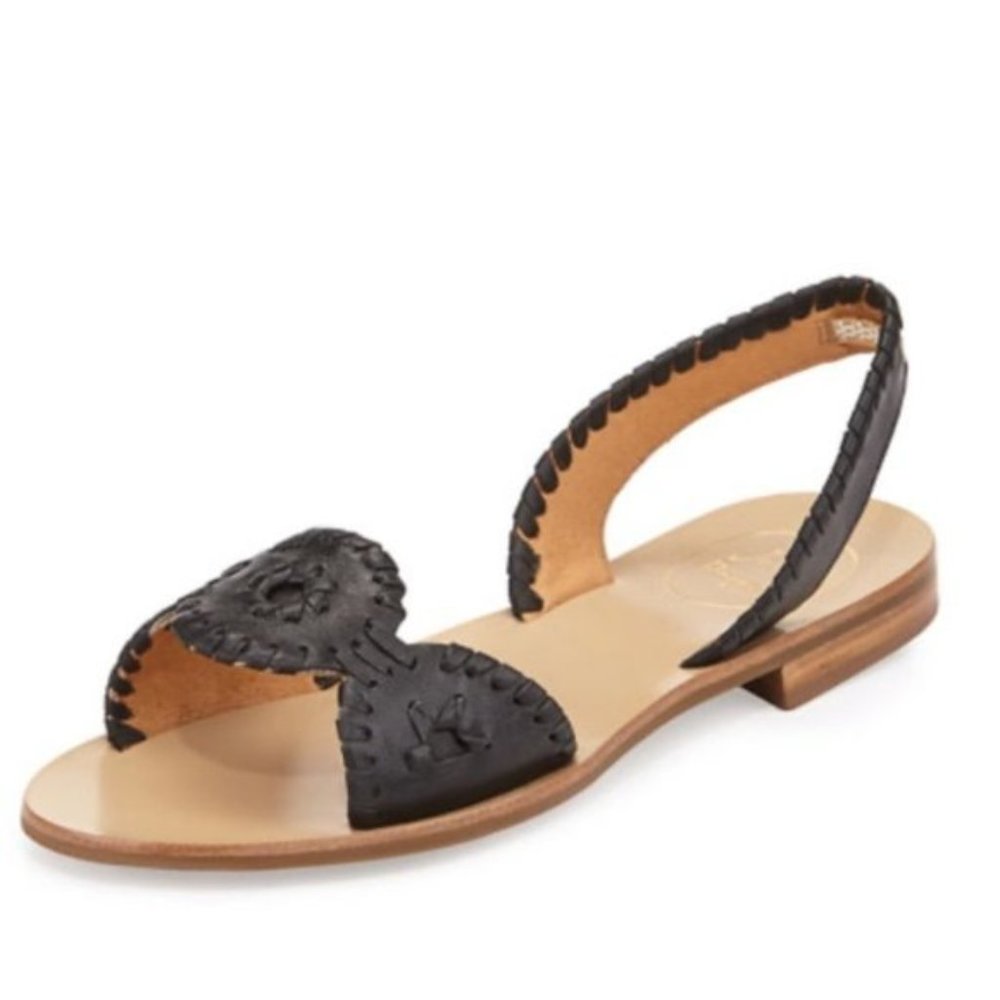 Jack Rogers Liliana Black Leather Slingback Sandals 6